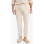 DeFacto %100 Keten Normal Kesim Crop Duble Paça Yazlık Kumaş Pantolon C1826AX25SM - Bej-BG106 - 30