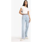 DeFacto %100 Pamuk 90's Wide Leg Yüksek Bel Düz Paça Uzun Jean Kar Yıkamalı Pantolon G4924AX26SM - Mavi-NM39 - 40