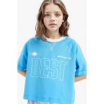 DeFacto %100 Pamuk Boxy Fit Bisiklet Yaka Baskılı Kısa Kollu Tişört Kız Çocuk E1896A825SM - Mavi-BE335 - 7 - 8 Yaş