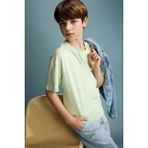DeFacto %100 Pamuk Oversize Bisiklet Yaka Kısa Kollu Tişört Erkek Çocuk G6486A826SM - Yeşil-GN1207 - 11 - 12 Yaş