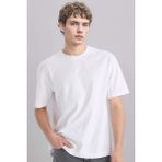 DeFacto %100 Pamuk Oversize Geniş Kalıp Bisiklet Yaka Basic Düz Kısa Kollu Beyaz Tişört E6885AXNS - Beyaz-WT34 - XL