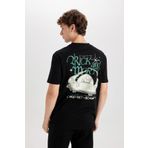 DeFacto %100 Pamuk Rick And Morty Regular Fit Bisiklet Yaka Sırt Baskılı Kısa Kollu Tişört D5467ax25sp