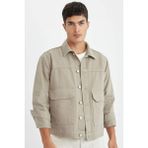 DeFacto %100 Pamuk Slim Fit Dar Kesim Düğmeli Cepli Mevsimlik Baharlık Denim Ceket B8155AX24AU - Bej-BG700