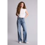 DeFacto %100 Pamuk Straight Wide Yüksek Bel Jean Pantolon F9596AX26SP - Mavi-NM28 - 34