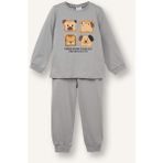 DeFacto %100 Pamuklu Baskılı Beli Lastikli Pijama Takımı Erkek Bebek G7133A526SP - Gri-GR454 - 18 - 24 Ay