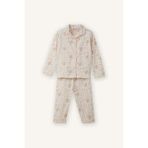 DeFacto %100 Pamuklu Desenli 2'li Pijama Takımı Kız Bebek G8652A526SP - Ekru-ER134 - 2 - 3 Yaş