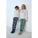 DeFacto %100 Pamuklu Desenli Beli Lastikli Pijama Takımı Kız Çocuk F1083A825AU - 5 - 6 Yaş - Ekru-ER105