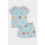 DeFacto %100 Pamuklu Meyve Desenli Beli Lastikli Pijama Takımı Kız Bebek E9604A525SM - Mavi-BE54 - Dropsuz - 12 - 18 Ay