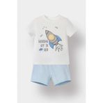 DeFacto %100 Pamuklu Uzay Baskılı Beli Lastikli Pijama Takımı Erkek Bebek E4788A525HS - Ekru-ER98 - Dropsuz - 9 - 12 Ay
