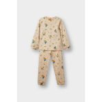 DeFacto %100 Pamuklu Uzay Baskılı Beli Lastikli Pijama Takımı Erkek Bebek F0550A525AU - Bej-BG286 - Dropsuz - 6 - 9 Ay