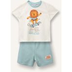 DeFacto 2'Li Baskılı Pijama Takım Şort Tişört Erkek Bebek H4028A526HS - Yeşil-GN1093 - 12 - 18 Ay