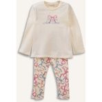 DeFacto 2'li Pijama Takımı Kız Bebek H2653A526SP - Ekru-ER99 - 3 - 4 Yaş