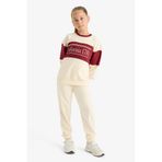 DeFacto 2'li Takım Baskılı Sweatshirt Eşofman Altı Kız Çocuk, 5-6 Yaş, E6418A825AU, Ekru-ER42, kız-çocuk