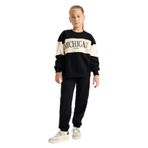 DeFacto 2'li Takım Baskılı Sweatshirt Eşofman Altı Kız Çocuk, 5-6 Yaş, E6418A825AU, Siyah-BK81, kız-çocuk