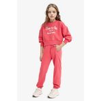 DeFacto 2li Takım Baskılı Sweatshirt Eşofman Altı Kız Çocuk F2727A825AU