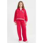 DeFacto 2'li Takım Fermuarlı Sweatshirt Eşofman Altı Kız Çocuk G8040A826SP - 8 - 9 Yaş - Kırmızı-RD345