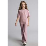 DeFacto 2'li Takım Geniş Paça Pantolon Tişört Kız Çocuk H1239A826SM - 8 - 9 Yaş - Bordo-BR488