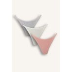 DeFacto 3'lü Tanga İç Çamaşırı, 2XL, F1029AX25AU, Pembe-BR80, kadın
