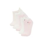 DeFacto 5'li Pamuklu Çizgili ve Flamingo Baskılı Patik Çorap Kız Çocuk, 29-34, W9532A6NS, Pembe-PN2, kız-çocuk
