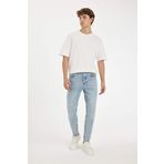 DeFacto 90's Mavi Slim Fit Dar Kalıp Yüksel Bel Dar Paça Erkek Jean Pantolon