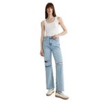 DeFacto 90's Wide Leg Yırtık Detaylı Yüksek Bel Geniş Paça Uzun Jean Pantolon Mavi 32