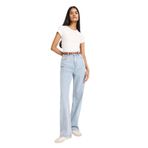 DeFacto 90's Wide Leg Yüksek Bel Düz Paça Uzun Jean Kar Yıkamalı Pantolon, 42, G4924AX26SM, Mavi-NM39, Kadın