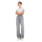 DeFacto 90's Wide Leg Yüksek Bel Düz Paça Uzun Jean Pantolon, 42, F9948AX26SP, Gri-NM55, Kadın