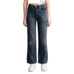 DeFacto 90's Wide Leg Yüksek Bel Jean Yıkamalı Pantolon, 46, H4166AX26SM, Mavi-NM28, Kadın