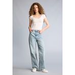 DeFacto 90's Wide Leg Yüksek Bel Uzun Jean Pantolon, 46, F3709AX26SM, İndigo, Kadın