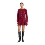 DeFacto A Form Volanlı Triko Mini Etek Bordo, S, E5564AX24CW, Bordo-BR467, Kadın