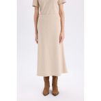 DeFacto A Kesim Beli Lastikli Basic Normal Bel Maxi Etek D5407AX24AU - Bej-BG718 - XL