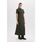DeFacto A Kesim Beli Lastikli Basic Normal Bel Maxi Etek D5407AX24AU - Haki-KH70 - XS