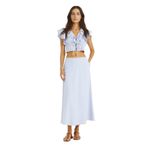 DeFacto A Kesim Çizgili Normal Bel Poplin Maxi Etek, 40, F7069AX25SM, Mavi-BE745, Kadın