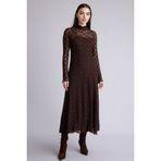 DeFacto A Kesim Dantel Midi Elbise, M, H0605AX26SP, Kahve, Kadın