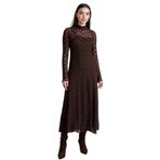 DeFacto A Kesim Dantel Midi Elbise, S, H0605AX26SP, Kahve-BN45, Kadın