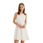 DeFacto A Kesim Halter Yaka Brode Mini Elbise, 42, D4400AX24HS, Beyaz-WT32, Kadın