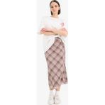 DeFacto A Kesim Kareli Normal Bel Penye Astar Şifon Midi Etek E7589AX25SP - 40 - Bordo-BR277
