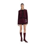 DeFacto A Kesim Leopar Desenli Mini Triko Etek, M, D8516AX24WN, Bordo-BR115, Kadın