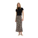 DeFacto A Kesim Leopar Desenli Normal Bel Saten Midi Etek, 40, 3175633, Siyah, Kadın