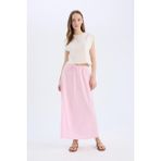DeFacto A Kesim Normal Bel Keten Karışımlı Maxi Etek D8274AX25SM - Pembe-PN663 - 34