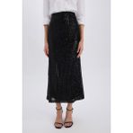 DeFacto A Kesim Normal Bel Payetli Kumaş Maxi Etek E2440AX24WN - Siyah-BK27 - XL