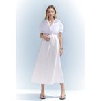 DeFacto A Kesim Normal Bel Yarım Astar Poplin Midi Etek E8700AX25SP - 42 - Beyaz-WT32