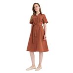 DeFacto A Kesim Poplin Midi Elbise, 42, E801GY119063, Bordo, Kadın