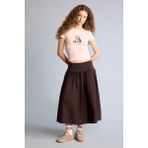 DeFacto A Kesim Yüksek Bel Poplin Midi Etek F7993AX26SP - Kahve-BN549 - 38