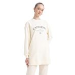 DeFacto A9534AX23AU Bej Regular Fit Bisiklet Yaka Baskılı Sweatshirt Kadın Tunik