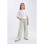 DeFacto Açık Mavi Kız Çocuk Jean Pantolon D9128A8/NM39, 8-9 Yaş, D9128A825SP, Mavi-NM39, Kız çocuk