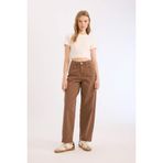 DeFacto Afra x Baggy Fit Gabardin Pantolon Yıkamalı Normal Bel, 34, E4307AX25SP, Kahve, Kadın