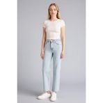 DeFacto Afra x Comfort Straight Yüksek Bel Jean Yıkamalı Pantolon, 42, F2150AX26SP, Mavi, Kadın
