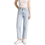 DeFacto Afra x Comfort Straight Yüksek Bel Jean Yıkamalı Pantolon, 44, F2150AX26SP, Mavi, Kadın