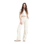 DeFacto Afra x DeFacto Ekru Straight Fit Kargo Cepli Normal Bel Gabardin Kadın Pantolon